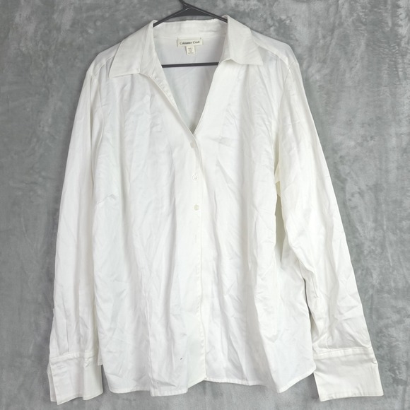 Coldwater Creek Tops - Coldwater Creek Button Up Blouse Womens 3X White Long Sleeve Classic Workwear